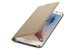 Puzdro Fabric Flip Cover pre Samsung Galaxy S6 Gold