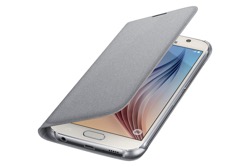 Puzdro Fabric Flip Cover pre Samsung Galaxy S6 Silver